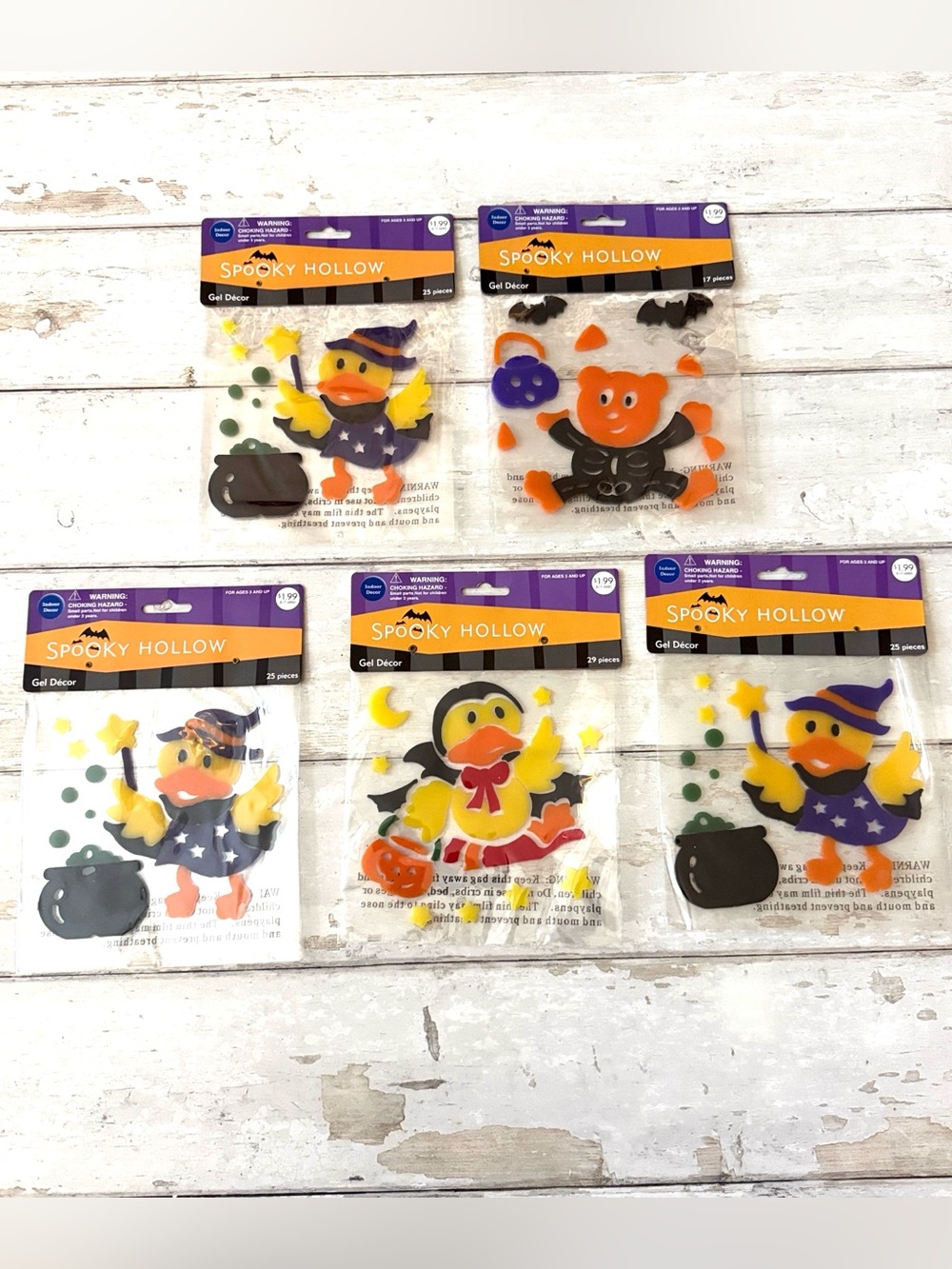 Spooky Hollow Gel Window Mirror Clings Halloween Stickers Ducks Decorations 5pk